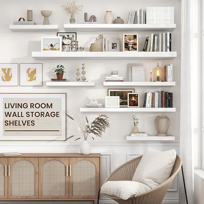 Venusmiles Floating Shelves for Wall 71 inch Long, Engineered Wood Large Wall