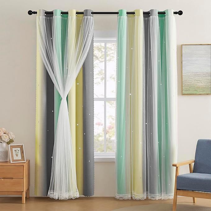 XiDi Yellow Blackout Curtains for Bedroom, Kids Room, Girls Room