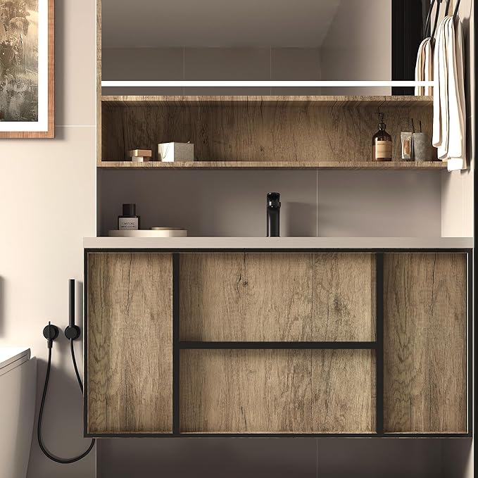 Brown Wood Contact Paper for Cabinets Drawers Wood Grain Vinyl Wrap 3D Wood