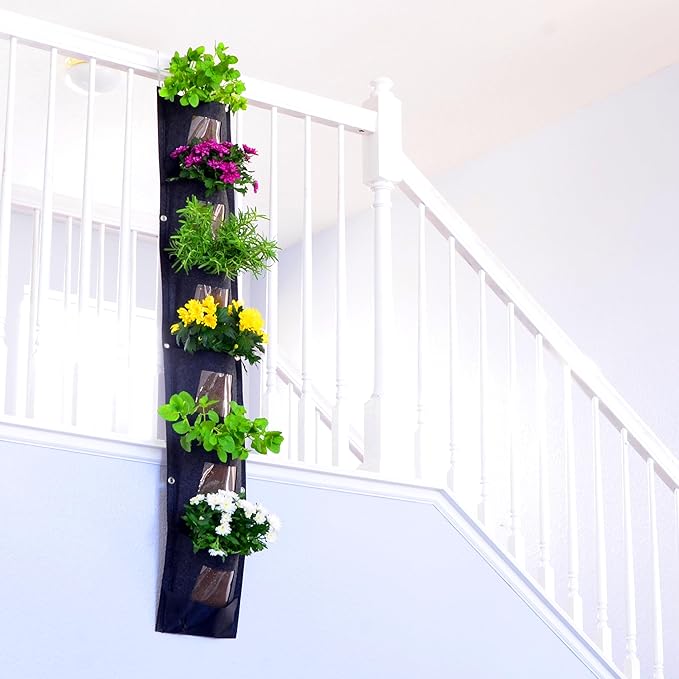 6 Pocket Vertical Grow Bag, Hanging Wall Garden Planter, Indoor Outdoor