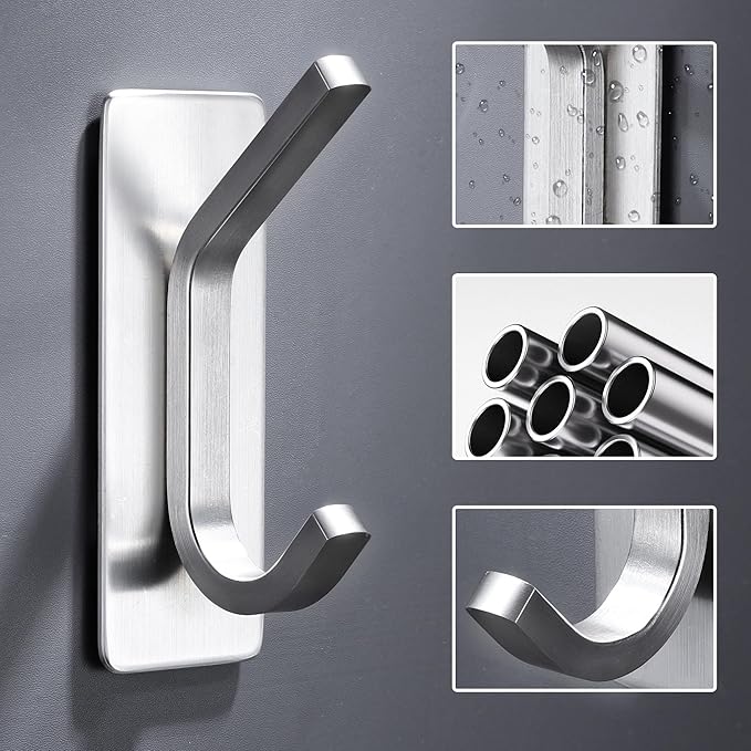 DELITON Adhesive Towel Hooks for Bathroom
