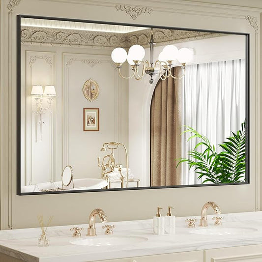 LOAAO Black Bathroom Mirror 60"X36"