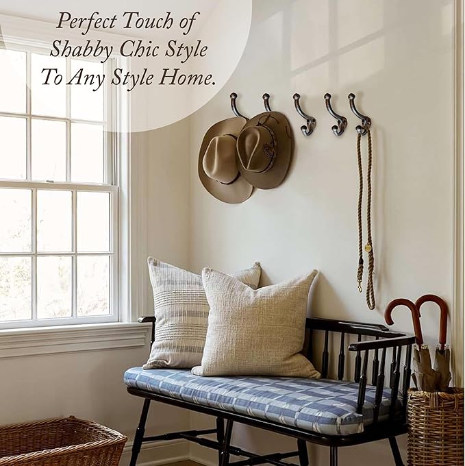 My Fancy Farmhouse Rustic Cast Iron Coat Hooks Wall Mounted Farmhouse