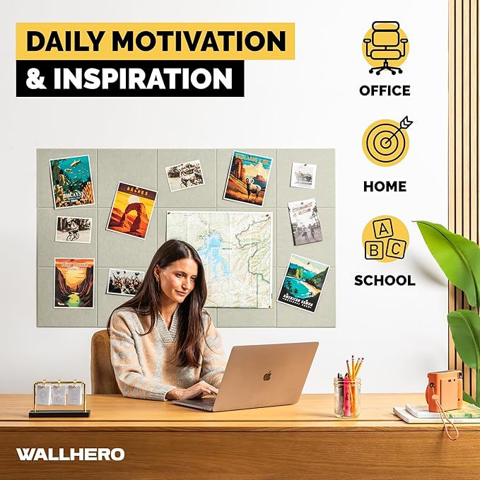 WALLHERO Corkboards for Wall, Pin Up Board, Office Board for Wall, Big Bulletin