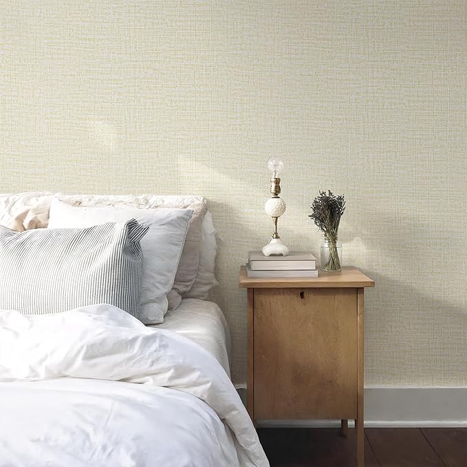Guvana Grasscloth Peel and Stick Wallpaper Cream Textured Contact Paper Modern