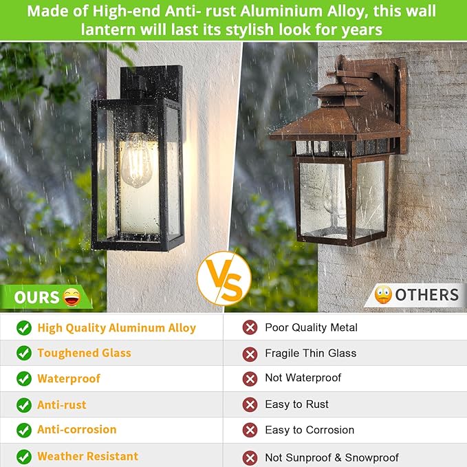 MAXvolador Outdoor Wall Sconce, Exterior Waterproof Wall Lantern Light Fixtures