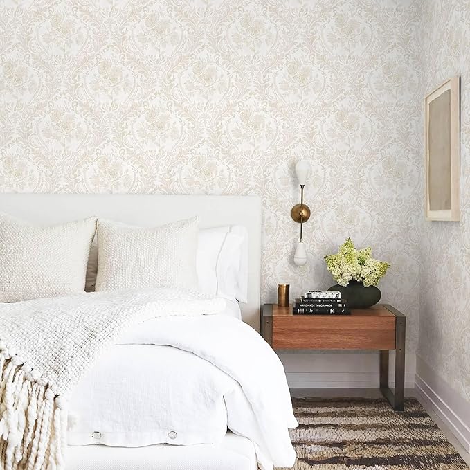 Ismoon Floral Peel and Stick Wallpaper Vintage Beige Contact Paper Boho