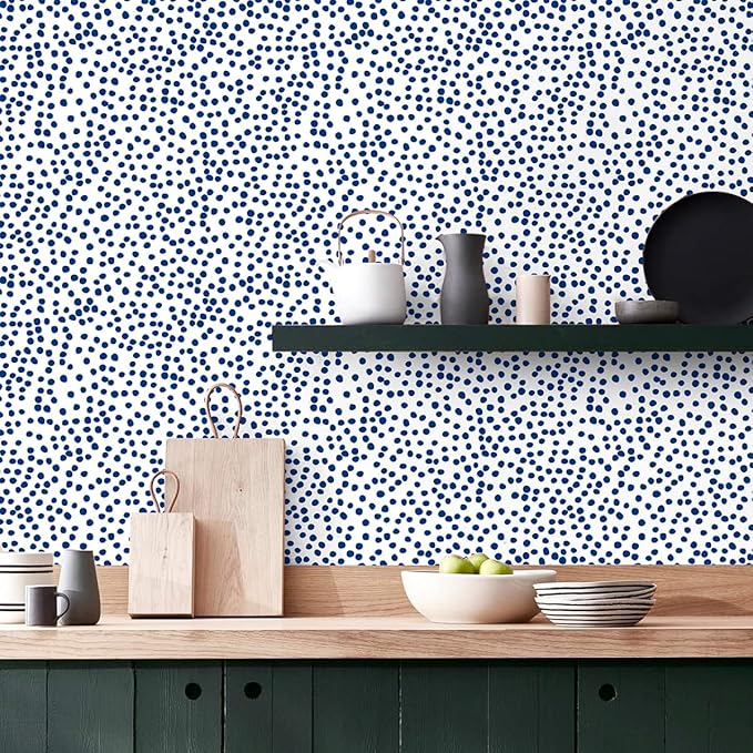 Jeweluck Blue Polka Dot Peel and Stick Wallpaper Blue and White Contact Paper