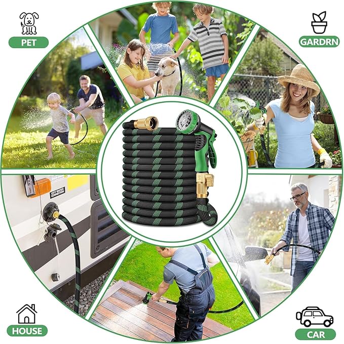 50 FT Non-Expanding Garden Hose, 2026 New Upgrated Non-Expandable Garden Water Hose - Ultra-Light & Flexible Burst-Resistant, Kink-Free Garden Hoses, All-Weather Use for Lawns, Gardens,Outdoor