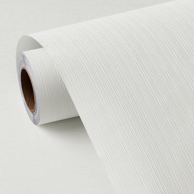 FunStick Off White Grasscloth Peel and Stick Wallpaper Textured Grass Cloth