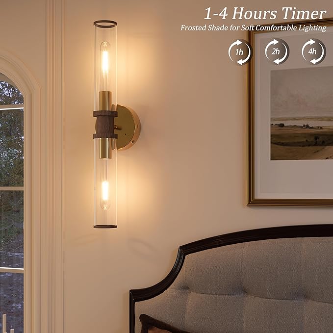 Battery Operated Wall Sconce Set of 2, Modern Cordless Wall Lights