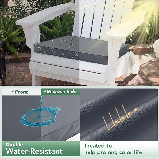 Outdoor Chair Cushions Set of 6: Waterproof & Fade Resistant Deep Seat Cushion for Patio Furniture - 24 x 24 Inch Chair Pads with Ties and Hidden Zipper - Patio Chair Cushion Replacement, Dark Grey