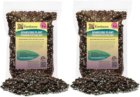 GARDENERA Monstera Adansonii Premium Soil Blend - 10 QT - Promote Aeration, Drainage & Nutrient Retention - (2 Bags of 5 Quart)