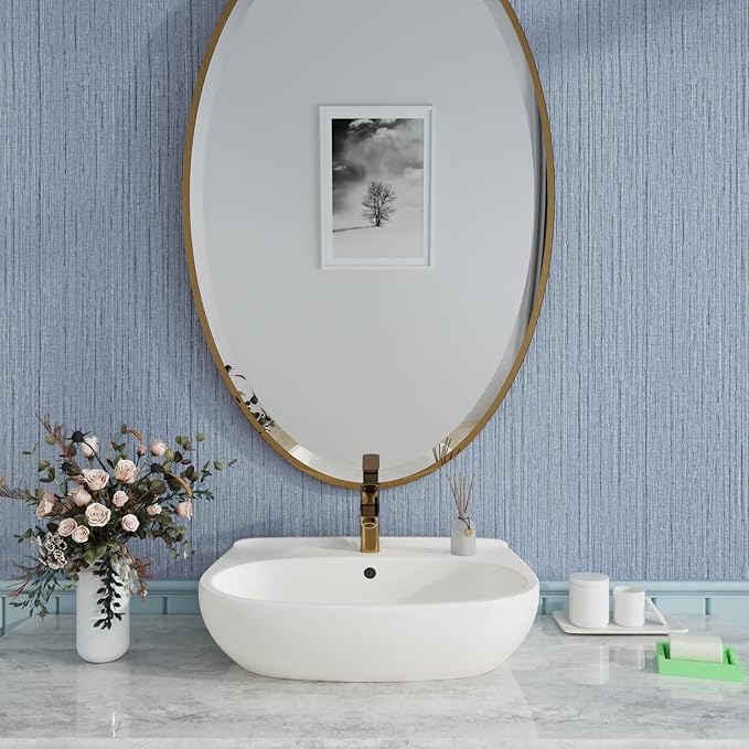 CRE8TIVE Light Blue Grasscloth Wallpaper Textured Stick and Peel Faux Grass