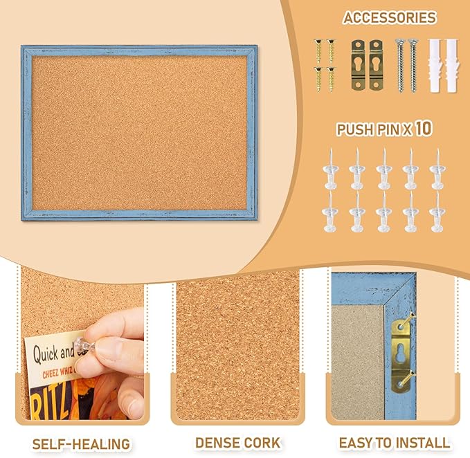 DOLLAR BOSS Cork Boards for Walls, 24 X 18 Inches Bulletin Board Decorative