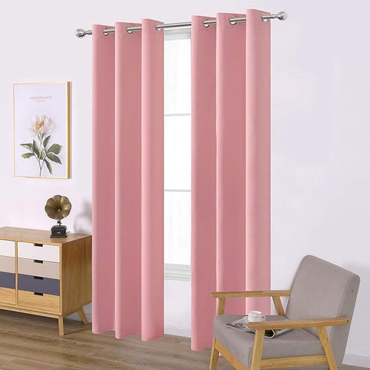 LEMOMO Pink Thermal Blackout Curtains/38 x 84 Inch/Set of 2 Panels Room