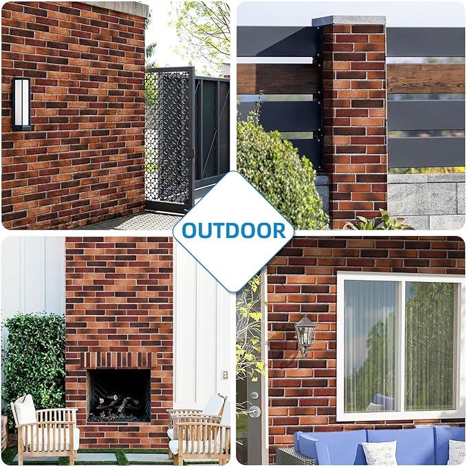 Red Faux Brick Wall Tiles, 3D Thin Brick Veneers