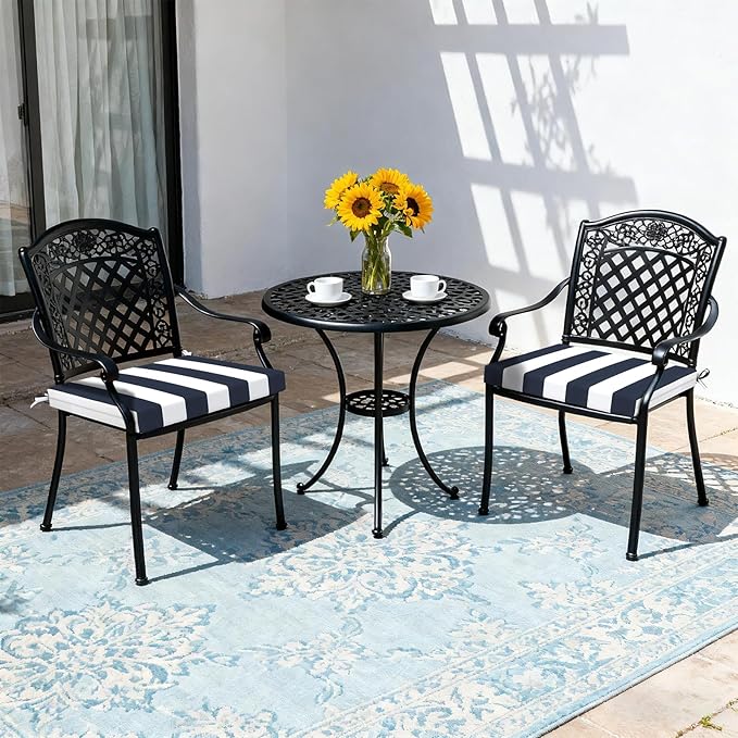 LVTXIII Outdoor Seat Cushions Set of 4 Square Corner Chair Cushions with Ties, Patio Chair Pads for Home Office and Patio Garden Furniture Decoration 19"x19"x2", Cabana Navy