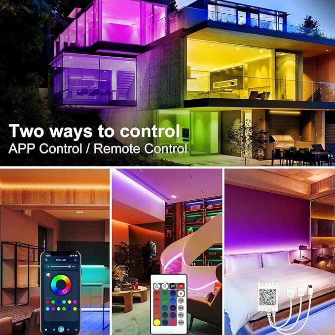 DAYBETTER LED Strip Lights 130 ft, LED Lights Smart App Control Lighting
