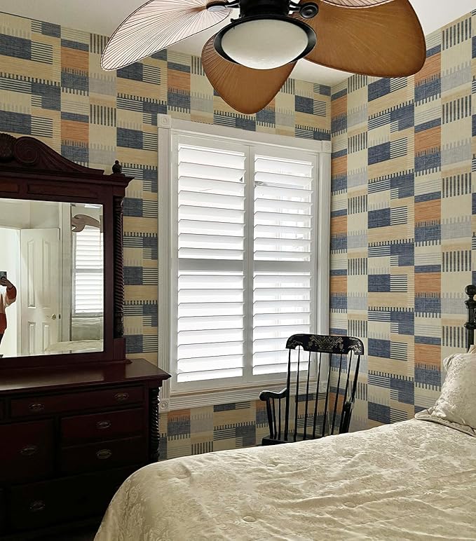 Retro Textured Peel and Stick Wallpaper Geometric Patchwork Color Mosaic