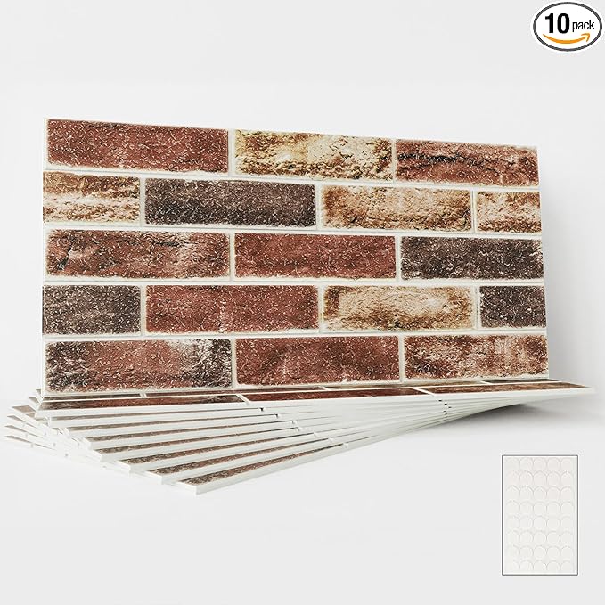 3D Wall Panels Brick Peel and Stick 26.7"x13.4"-10 PCS