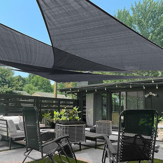 LOVE STORY 14' x 14' x 14' Graphite Grey Triangle Sun Shade Sail Canopy UV Block for Outdoor Patio Garden Backyard