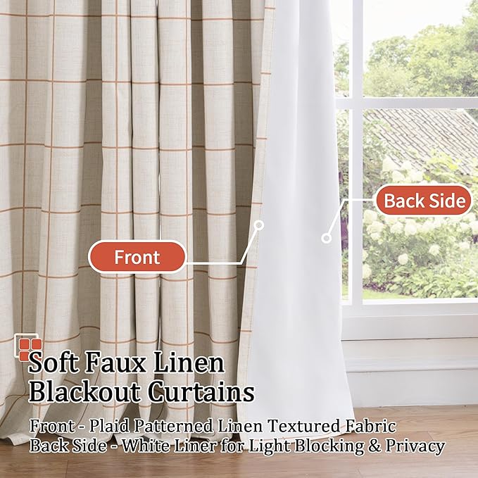 Lajode Plaid Patterned Curtains Thermal Insulated