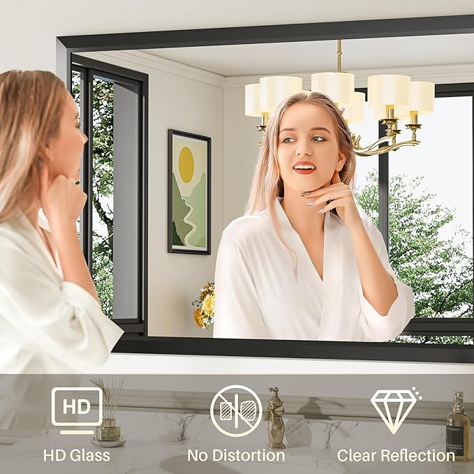 Briivue 24x32 Inch Black Bathroom Mirror