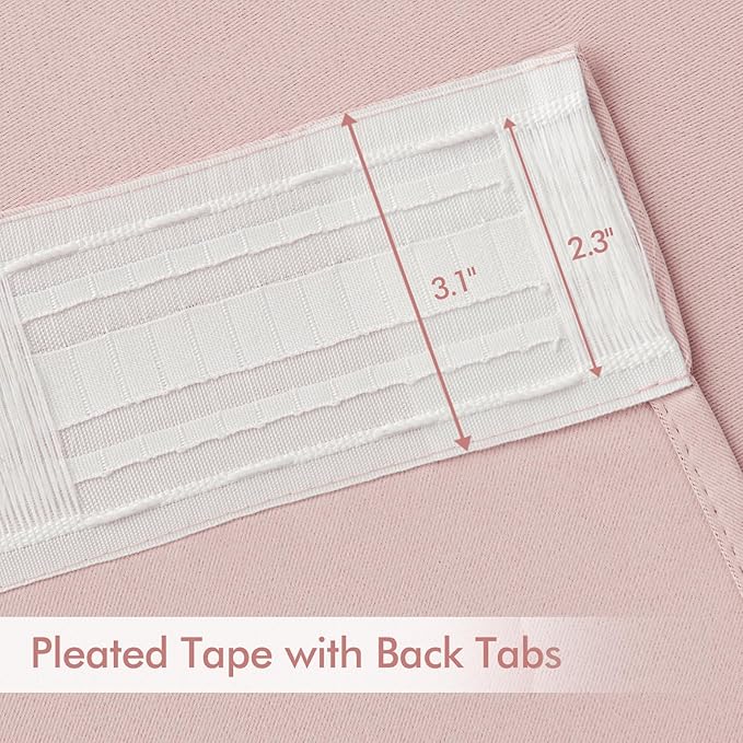 MIULEE Baby Pink Back Tab Blackout Curtains 63 Inch Length 2 Panels Set