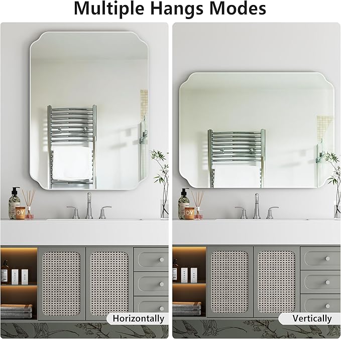 Bathroom Mirrors for Over Sink, Frameless Mirrors for Wall, 24x32 Inch Beveled