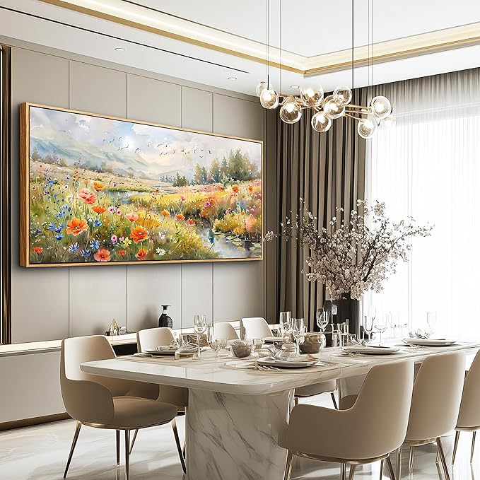 QIYILEXWART Canvas Wall Art For Living Room Large Wall Decor For Office Bedroom Decorations Colorful Wildflower Landscape Pictures Farmhouse Painting Artwork Room Wall Mural Aesthetic Home Decor 30x60 In