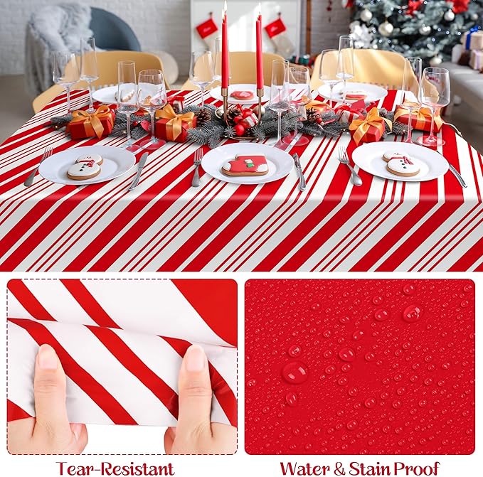 Kochorie 100 Ft x 54 Inch Christmas Candy Cane Striped Tablecloth Roll