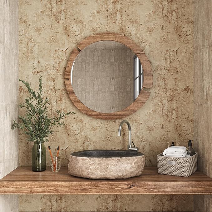 VEELIKE 15.7''x354'' Aged Concrete Wallpaper Textured Tan Concrete Peel and