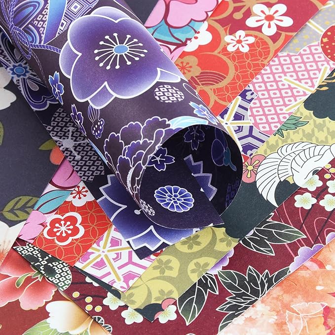 Origami 6x6 Paper Kit 150 Sheets 150 Vivid Colors Double Sided Same Printed Traditional Patterns Square for Arts Crafts Projects Japan Traditional Chiyo.Flower
