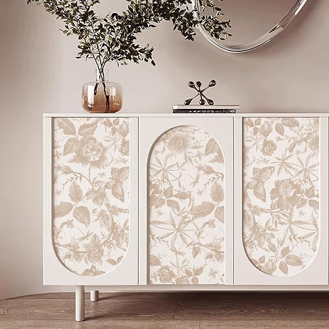 JiffDiff Vintage Peel and Stick Wall Stick，Champagne Wallpaper Rose Removable