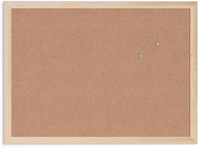 U Brands Cork Bulletin Board, Light Birch Wood Frame