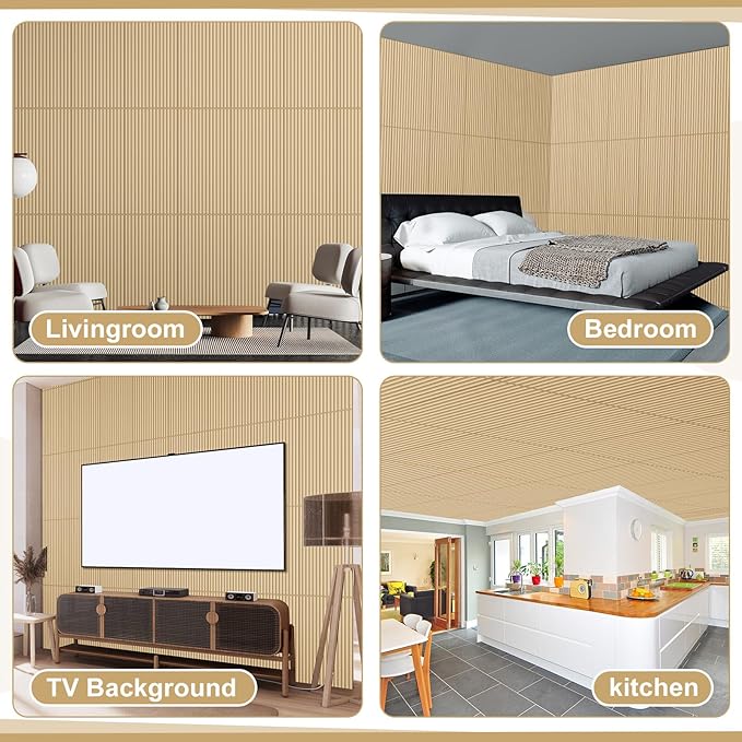 Nuanchu 18 Pack 4x2 FT 3D Slat Wall Panels Large PVC Fluted Panel Decorative