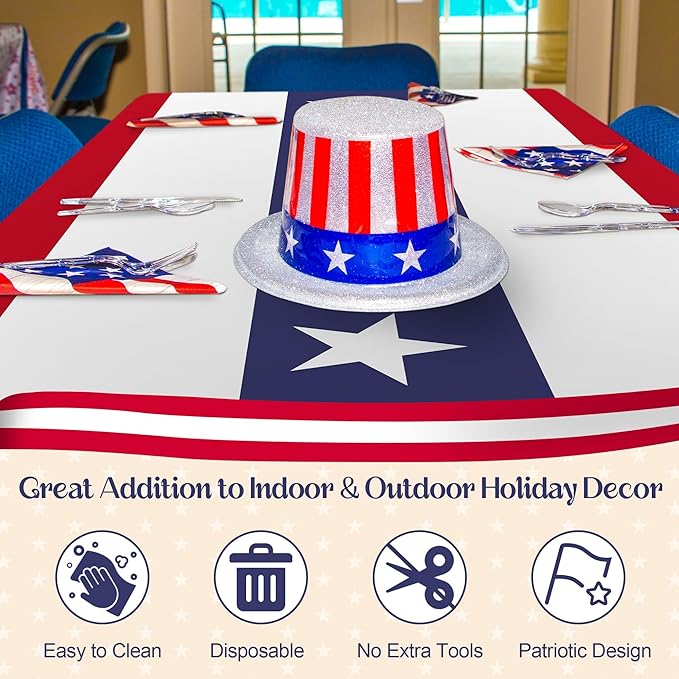 Kochorie 100 Ft x 54 Inch 4th of July Tablecloths Roll