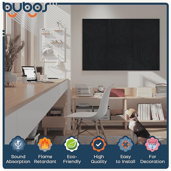 BUBOS Art Acoustic Wall Panels 6 Pack
