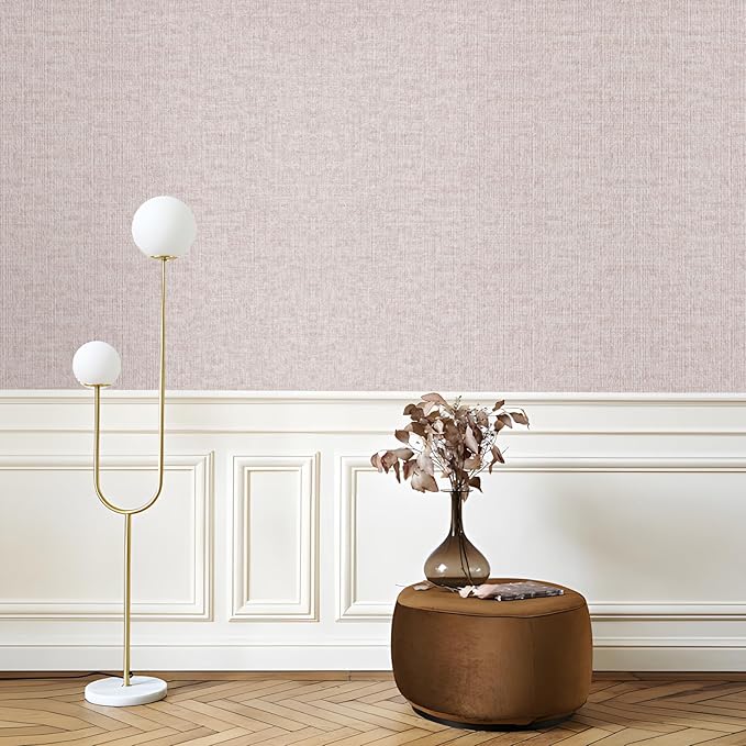 Beige Grasscloth Peel and Stick Wallpaper, Modern Textured Fabric Linen Vinyl