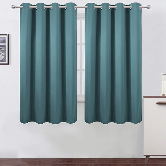 LEMOMO Sea Teal Thermal Blackout Curtains/52 x 72 Inch/Set of 2 Panels Room