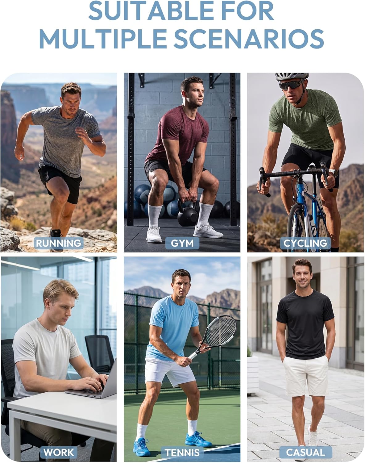Skiennix Men's Athletic Workout Shirt - Quick Dry Short Sleeve T-Shirt | Moisture-Wicking Performance