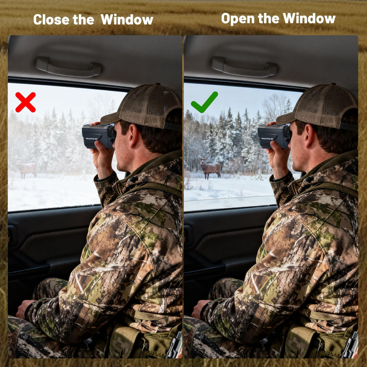 PEAKPULSE Hunting Range Finder - 1700 Yards Rangefinder with 7X Magnification & Angle Compensation