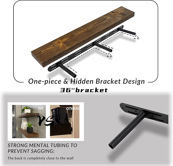 Distressed Floating Shelves 36 inch Long Set of 2, 8 inch deep Solid Wood Wall