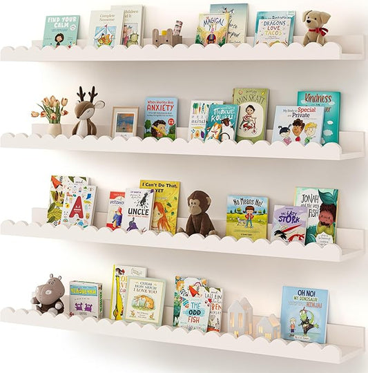 Shario Nursery Book Shelves, Scalloped Shelves, Wall Book Shelves