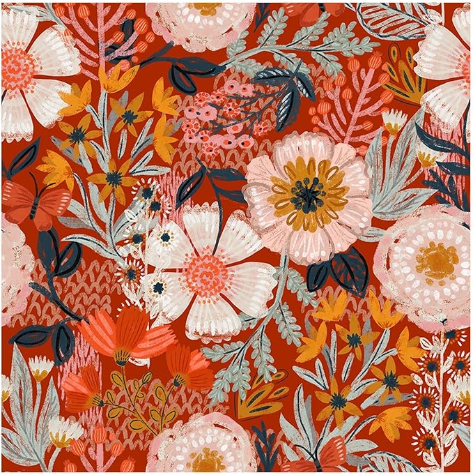 HAOKHOME Boho Peel and Stick Wallpaper Floral Wall Paper Removable