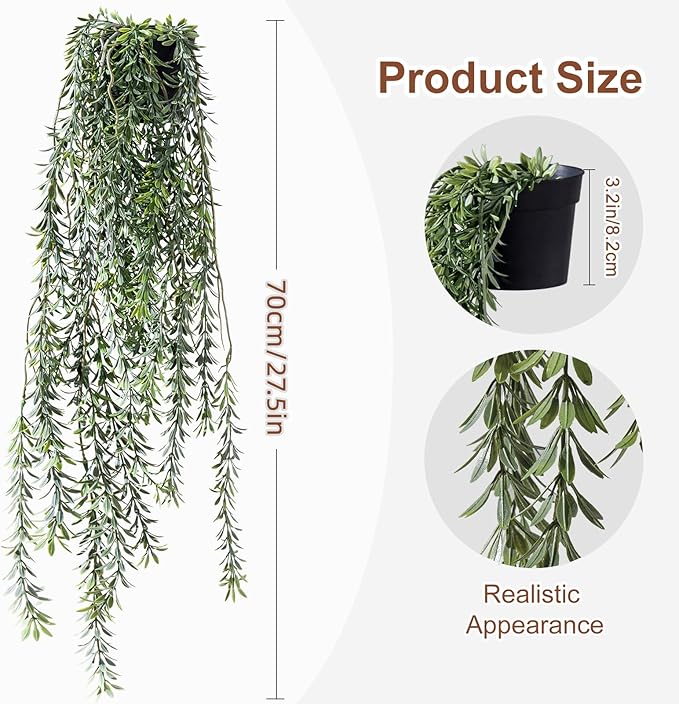 Artificial Hanging Plant 2 Pcs Faux Plant Ivy Vine Faux Eucalyptus Vines Fake