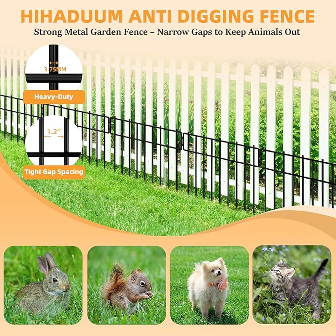 HIHADUUM 20.57ft Animal Barrier Fence - 1.2" Gap & 3.75mm Heavy-Duty Garden Fence Animal Barrie Rustproof No Dig Fence Panels for Dig Dog Fence Outdoor for Yard, Garden Fencing & Garden Edging Border
