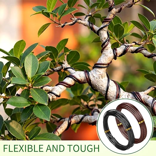 Mudder 5 Roll Aluminum Bonsai Training Wire Tree 1/1.5/2.0/2.5/3mm 118 Feet Total with Bonsai Wire Cutter Anodized Training for Holding Branches Small Trunks (Classic)
