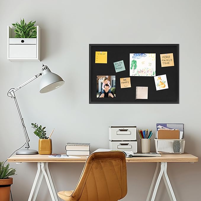DAHAPYBOO Cork Board with Linen Black, Bulletin Board 30"x20", Corkboards